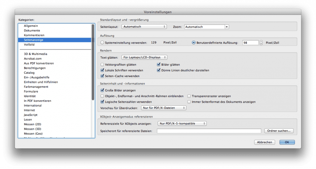 Hier können Sie die Option "Vektorgrafiken glätten" einfach abwählen Hier können Sie die Option "Vektorgrafiken glätten" einfach abwählen