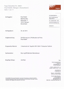 Rapport de contrôle Fogra de la Proof GmbH Tübingen 2014