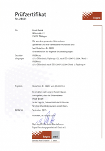 Certificado Fogra 2014 do Proof GmbH Tübingen