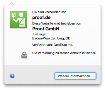 shop.proof.de: Visão geral do certificado SSL