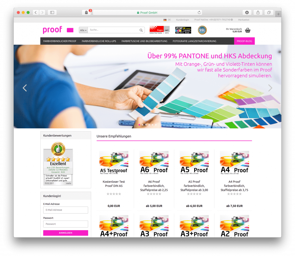 Ny lansering av vår bevisbutik under shop.proof.de