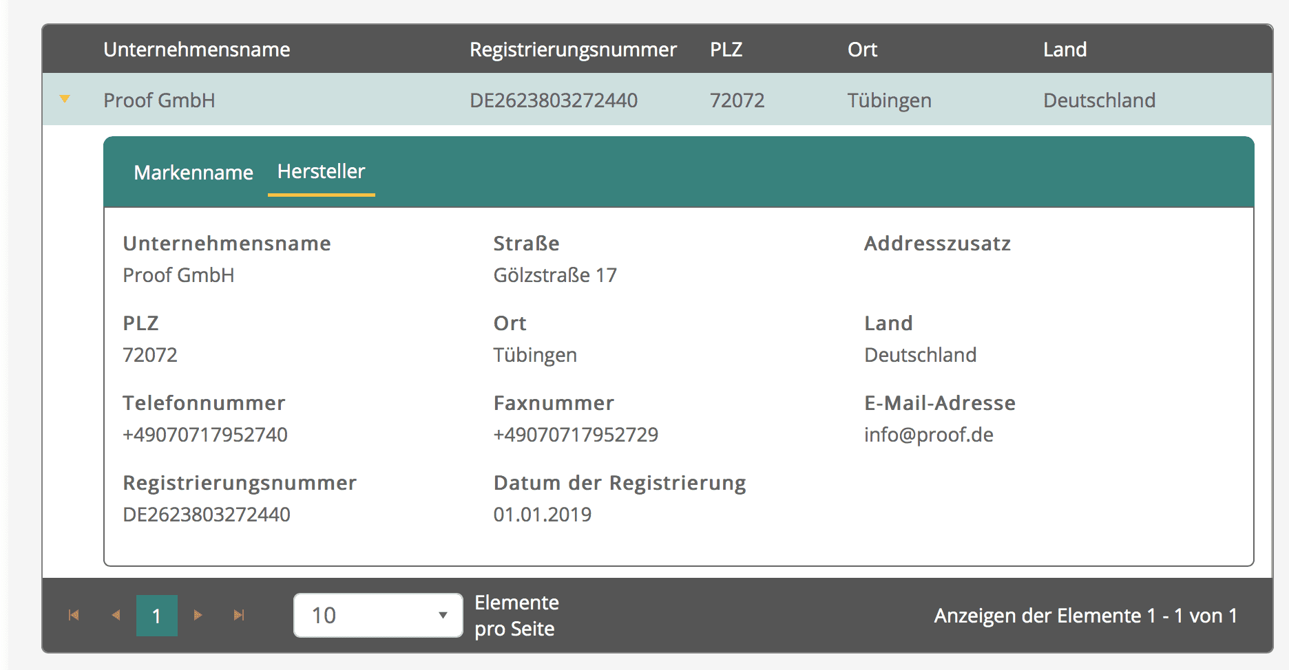 Proof GmbH Registro con VerpackG
