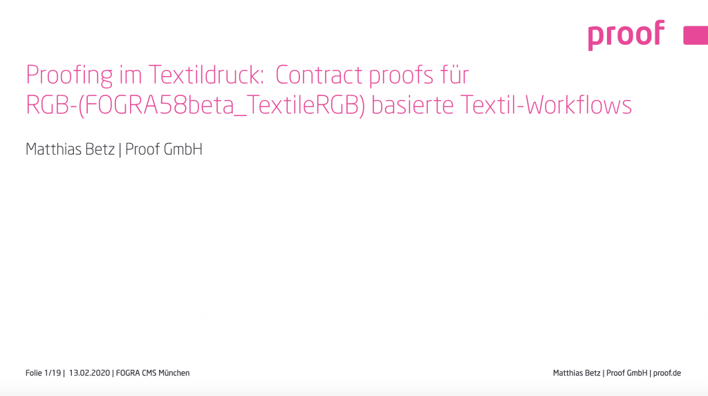 Proofing nella stampa tessile: prove contrattuali per flussi di lavoro tessili basati su RGB (FOGRA58)