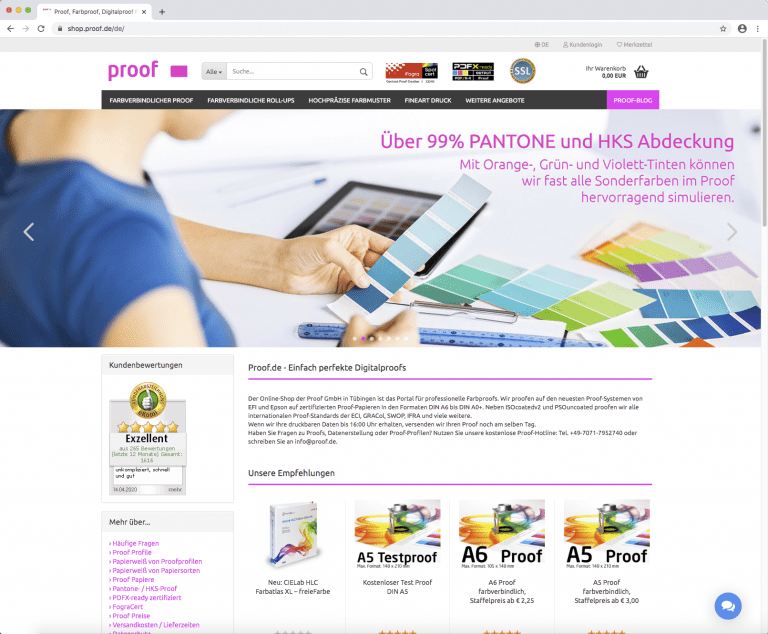 Startseite von shop.proof.de