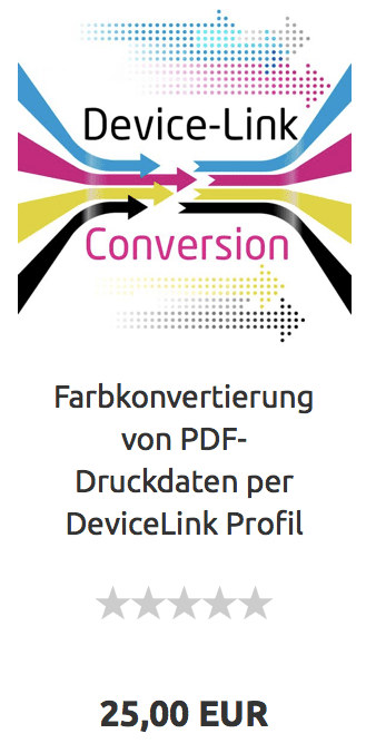 Devicelink PDF Χρωματική μετατροπή δεδομένων εκτύπωσης PDF, όπως οθόνες CMYK σε CMYK, π.χ. για τη χρωματική μετατροπή του ISOCoatedV2 σε πρότυπα χρώματος βαθυτυπίας και offset για τον ιστό.