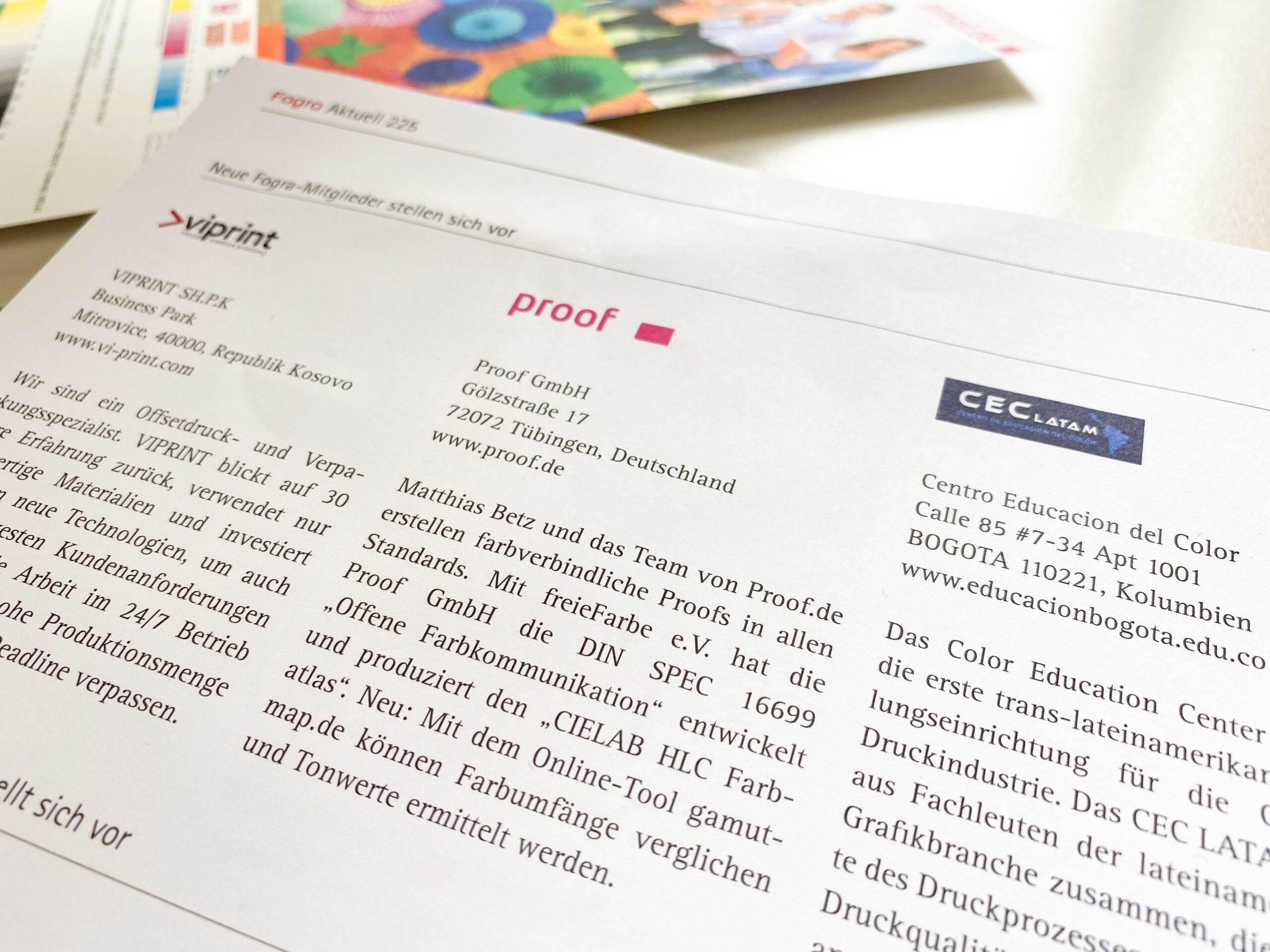Proof GmbH:n esittely Fogra News -lehdessä nro 225, toukokuu 2021.